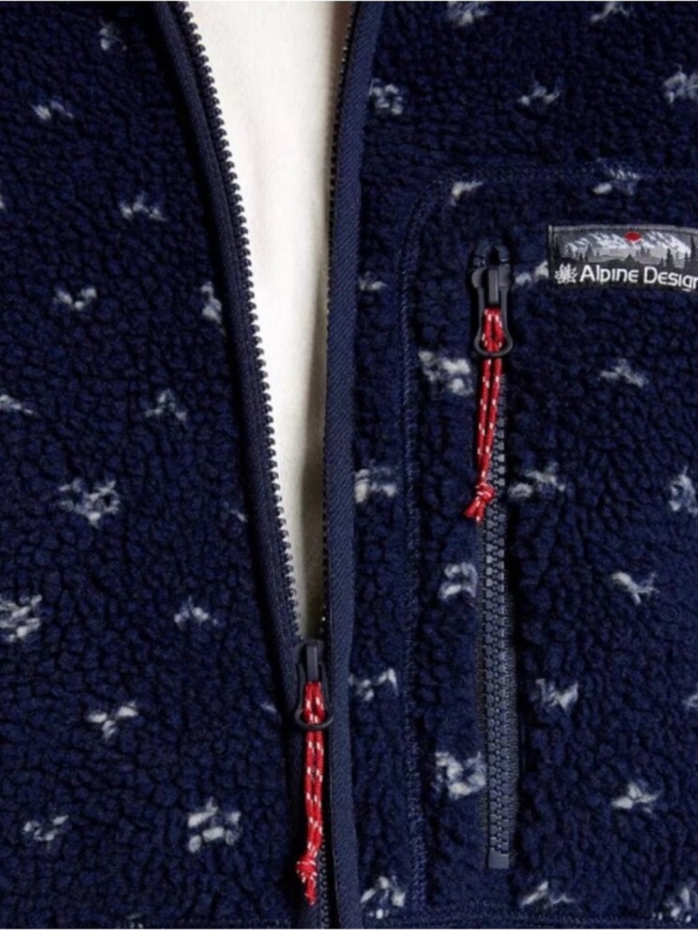 Alpine Design Navy Patterned Sherpa Jacket with Subtle Light Pattern - Picture 3 of 14